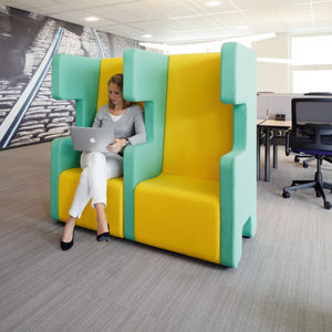 contemporary visitor armchair / fabric / high-back / privacy