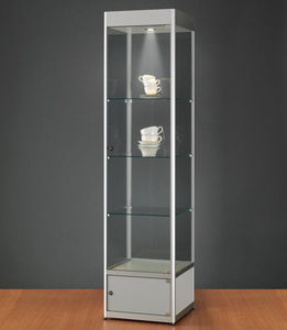 contemporary display case / glass / wooden / anodized aluminum