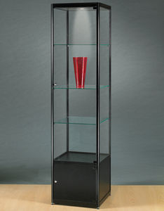 contemporary display case / glass / wooden / aluminum