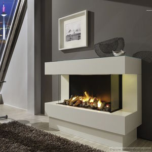 electric fireplace / contemporary / closed hearth / 3-sided