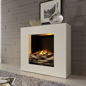 electric fireplace / contemporary / closed hearth / built-in