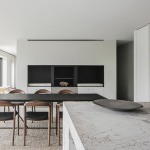 wood-burning fireplace / contemporary / open hearth / built-in