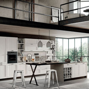 traditional kitchen / wood veneer / ceramic / island