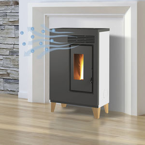 pellet heating stove / steel / contemporary / ventilated