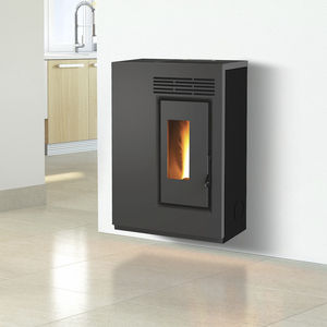 pellet heating stove / steel / contemporary / wall-mounted