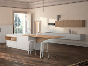 contemporary kitchen / wooden / island / lacquered
