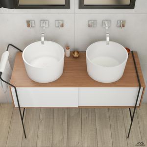 double washbasin / countertop / round / Solid Surface