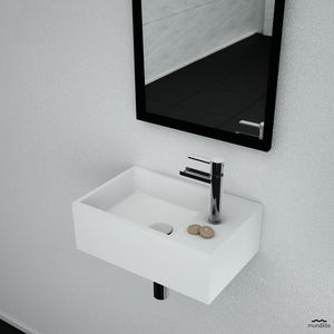 wall-mounted washbasin / rectangular / Solid Surface / minimalist design