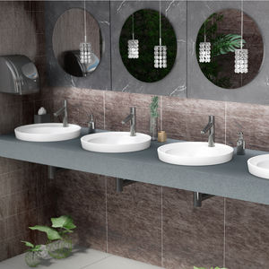 semi-recessed washbasin / round / Solid Surface / contemporary