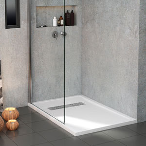 rectangular shower base / raised / composite / stone resin