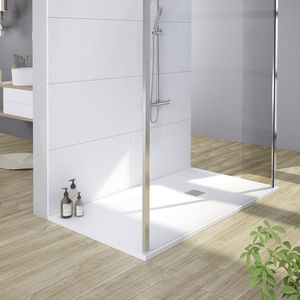 rectangular shower base / floor level / stone resin / custom