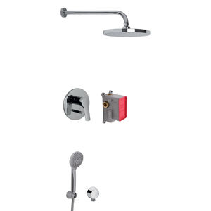 recessed wall shower set / contemporary / with hand shower / with adjustable shower head