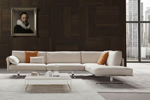corner sofa / contemporary / fabric / leather