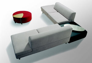 contemporary sofa / aluminum / beech / fabric
