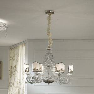 traditional chandelier / iron / fabric / halogen