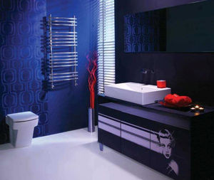 hot water towel radiator / steel / contemporary / vertical