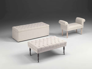 traditional upholstered bench / fabric / white