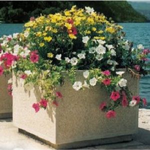stone planter / square / contemporary / for public spaces