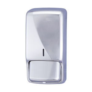 commercial soap dispenser / wall-mounted / brushed stainless steel / manual