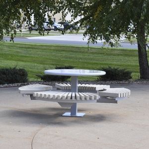 contemporary bench and table set
