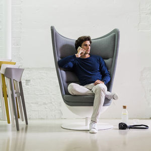 contemporary armchair / fabric / swivel / wing