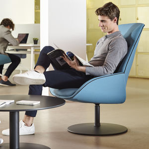 contemporary armchair / fabric / central base / with armrests