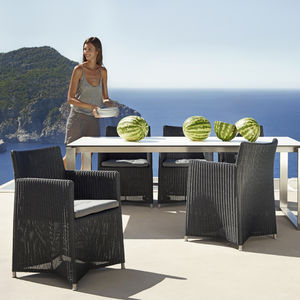 contemporary armchair / textile / bridge / gray