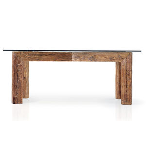 contemporary dining table / glass / wooden / rectangular