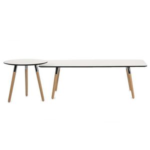 contemporary side table / wooden / round