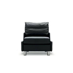 contemporary fireside chair / fabric / leather / black