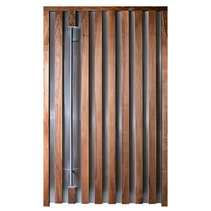 entry door / pivoting / wooden / stainless steel