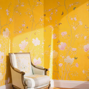 traditional wallpaper / floral / chinoiserie / fabric look