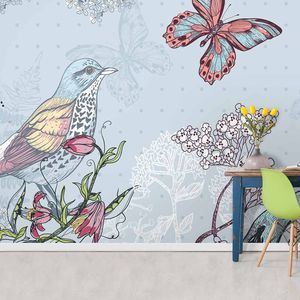 contemporary wallpaper / floral / nature pattern / animal motif