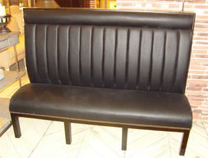 traditional upholstered bench / leather / with backrest / black