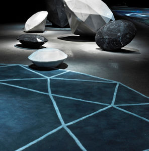 contemporary rug / geometric pattern / wool / silk