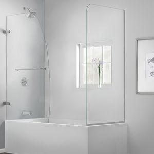 Swing bath screen - AQUA EXTENDER - DreamLine - fixed / tempered glass ...