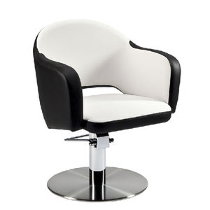 leather beauty salon chair / stainless steel / central base / with hydraulic pump