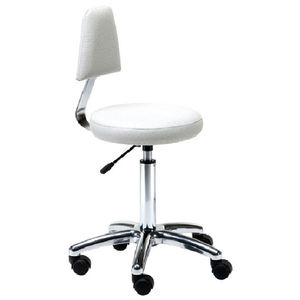 contemporary stool / polished aluminum / synthetic leather / for beauty salons