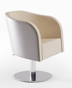 fabric beauty salon chair / stainless steel / central base / with hydraulic pump