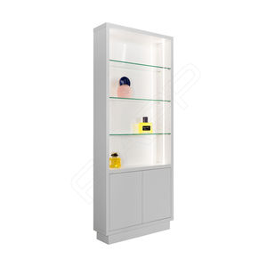 contemporary display case / glass / wooden / illuminated
