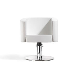 fabric beauty salon chair / central base / with hydraulic pump / white