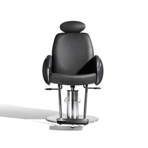 chromed metal barber chair / synthetic leather / with footrest / with headrest