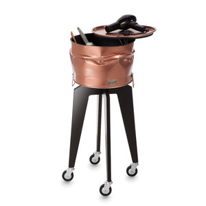 treatment trolley / for hairdressers / made from recycled materials / metal