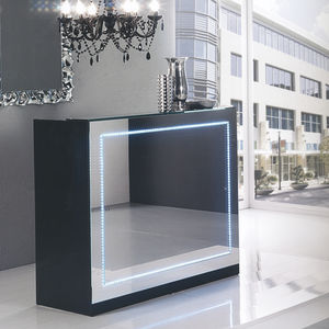 wooden reception desk