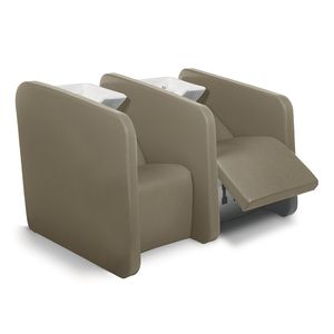 shampoo chair with footrest / synthetic leather / 2-person