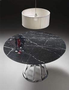 contemporary table / marble / round / oval