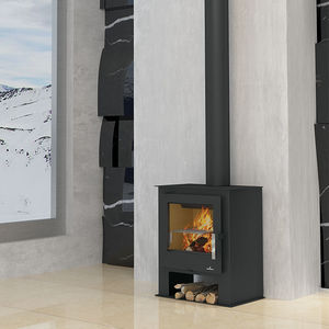 wood heating stove / steel / cast iron / contemporary