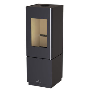 wood heating stove / contemporary / sheet steel / cast iron