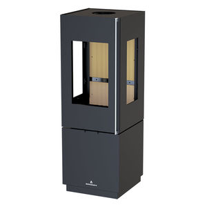wood heating stove / contemporary / 3-sided / sheet steel