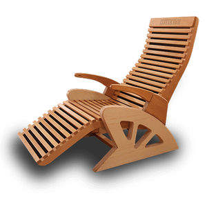 Scandinavian design armchair / wooden / reclining / commercial
